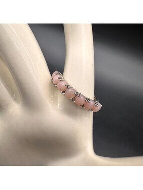 Vintage Sterling Silver Pink Opal Ring Size 8 Elegant Jewelry Romantic Cottage